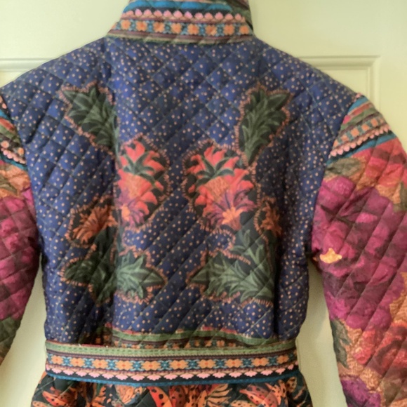 FARM Rio Mixed Patchwork Midi Reversible Puffer Jacket w/Belt Side Zipper Vents - Picture 10 of 16